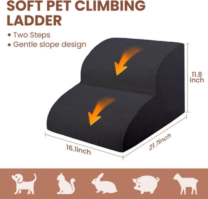 Dog Stairs for Small Dogs, 3 Tiers High Density Foam Dog Ramp, Extra Wide Non-Slip Pet Steps for High Beds Or Couch, Soft Foam Doggie Ladder for Dogs Injured, Older Pets, Small Cats