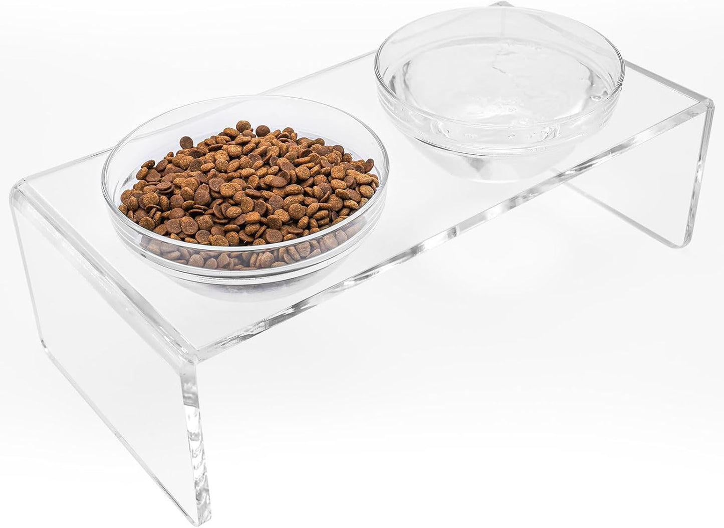 Acrylic Elevated Dog Cat Bowls Pet Feeder Double Bowl Raised Stand Comes with 4 Removable Stainless Steel Bowls. Perfect for Cats Puppies Small Dogs, 3.75 Inch