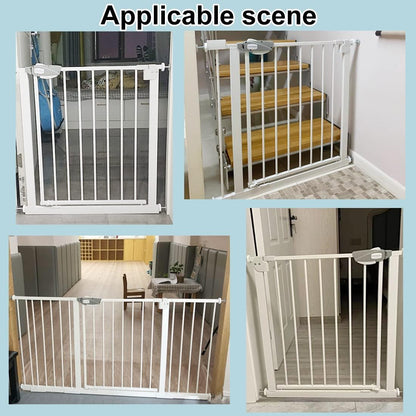 WAOWAO Triple Lock 49.21-66.54" Baby Gate Extra Wide Pressure Mounted Walk Through Swing Auto Close Safety Black Metal Dog Pet Puppy for Stairs,Doorways,Kitchen