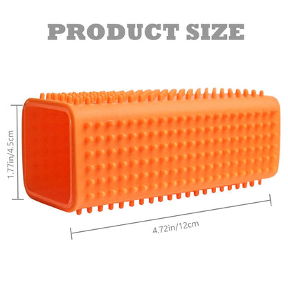 2 Pieces Pet Dog Cat Hair Remover, Block Roller Cleaner, Hollow Silicone Cleaner Brush for Sofa, Car Interiors, Furnishings, Carpets, Bedding or Any Fabric (Orange, Blue)