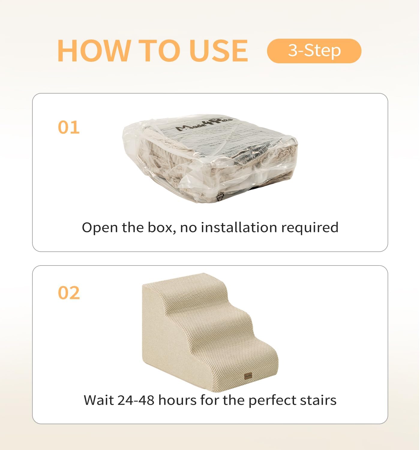 Made4Pets Dog Stairs Ramp for Small Dogs 15.7" H, 3-Step Dog Steps for Bed Couch Sofa and Chair, 35D Foam Pet Steps for Small Dogs and Cats, Non-Slip Bottom Pet Stairs, Grey