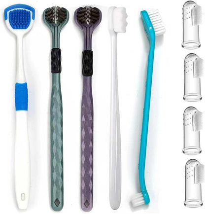 Dog Toothbrush Kit, 360-Degree Finger Three-Sided Design, Replaceable Brush Heads, Easy Teeth Cleaning and Dental Care (20 Pack)