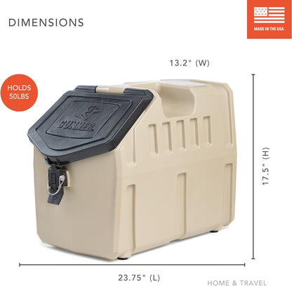 GUNNER 50 lbs Dog Food Storage Container - Waterproof & Airtight Pet Food Bin - Multi-Purpose Container for Dry Food, Corn, Chicken Feed, Treats, Bird Seed, & More - Gunmetal