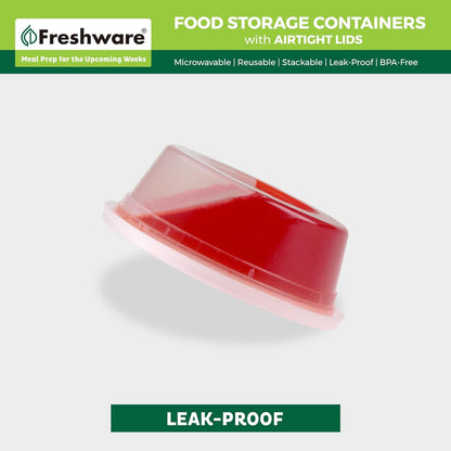Freshware Food Storage Containers [50 Set] 25 oz Plastic Deli Containers with Lids, Slime, Soup, Meal Prep Containers, BPA Free, Stackable, Leakproof, Microwave, Dishwasher and Freezer Safe