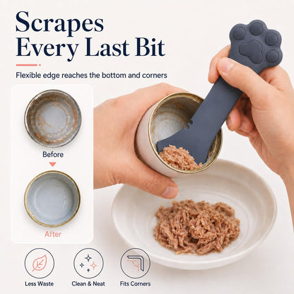 Meow&Woof Cover for Pet Can Food/Cat Wet Food Spoon/Lid for Dog Cans/Cute Paw Shape One Lid One Spoon Pack (Gray)