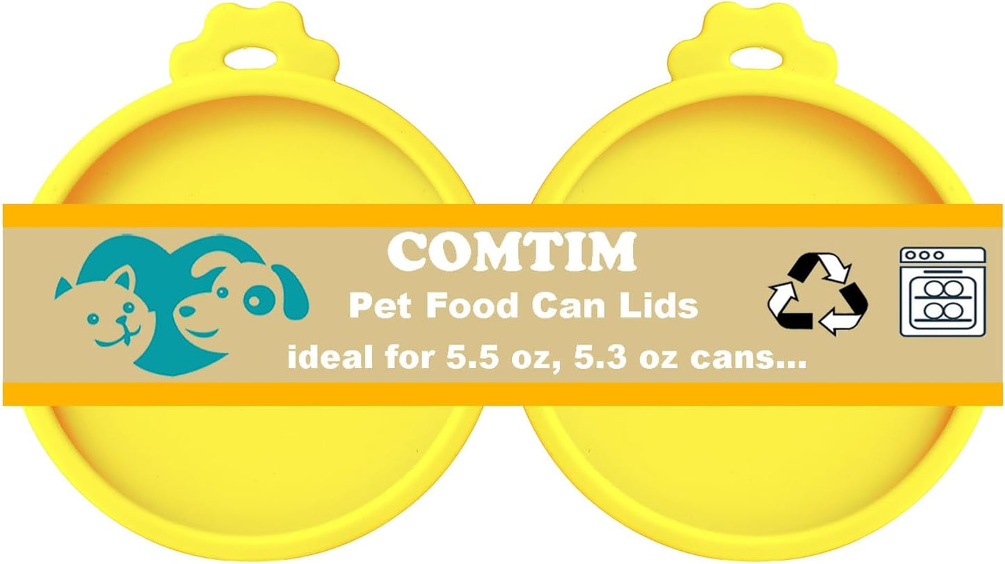 COMTIM Cat Food Can Covers Lids for 5.5 oz Cans, 2 Pack Silicone Cat Food Can Lids for 5.5 oz 5.3 oz Cans...Pet Food Can Covers Reusable Can Toppers Savers for Wet Food