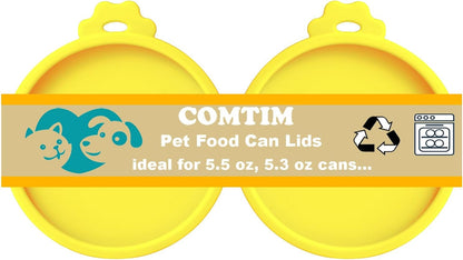 COMTIM Cat Food Can Covers Lids for 5.5 oz Cans, 2 Pack Silicone Cat Food Can Lids for 5.5 oz 5.3 oz Cans...Pet Food Can Covers Reusable Can Toppers Savers for Wet Food