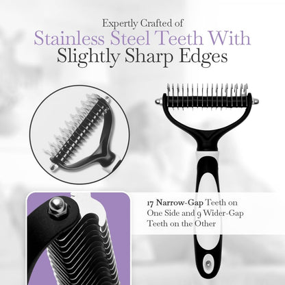 Fuller Brush Slicker Pet Brush - Angled Fine Steel Wires - Ergonomically Designed Rubberized Handle For Comfort & Control - Remove Shedding & Matted Hair - Tool For Grooming Dogs & Cat