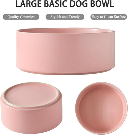 6'' Ceramic Raised Dog Bowl - 30Oz Dog Food & Water Bowl with Elevated Non-Slip Bamboo Stand, Dishwasher & Microwave Safe, Anti Vomiting Heavy Duty Pet Bowl for Small and Medium Dogs, White