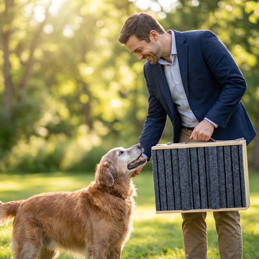 Dog Ramp for Sofa, Couch – Foldable Wooden Pet Ramp with 4 Adjustable Heights, Anti-Slip Surface & Safety Support for Small Dogs, Senior Pets with Joint Pain – Portable Pet Steps Stairs (S)
