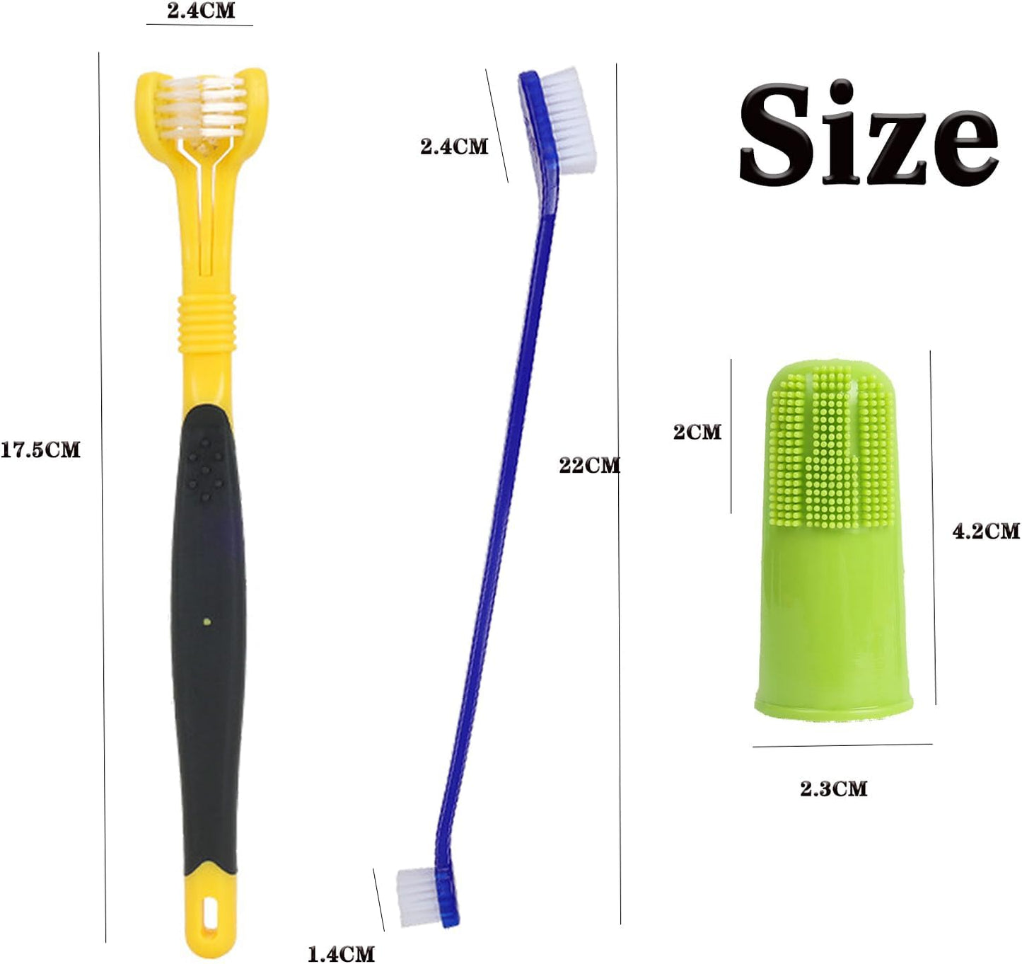 YMCCOOL Triple Head & Double Head Dog Toothbrush Set,360 Degree Toothbrush,Finger Rubber Toothbrush, Multi-Angle Dental Cleaning Brushes forDog Cat Oral Dental Health
