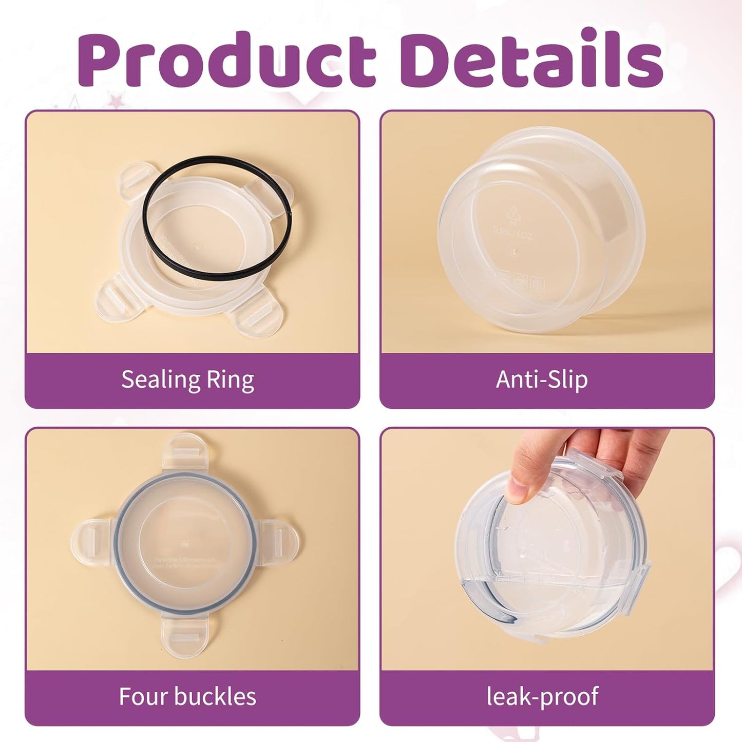 4Pack Cat Can Covers for 3 oz Canned Food Storage Container, Airtight Lock Pet Food Sealer Lids Transparent Kitten Can Box for 2.56''/65mm D and 85g Small Cans