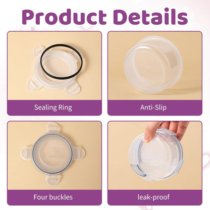 4Pack Cat Can Covers for 3 oz Canned Food Storage Container, Airtight Lock Pet Food Sealer Lids Transparent Kitten Can Box for 2.56''/65mm D and 85g Small Cans