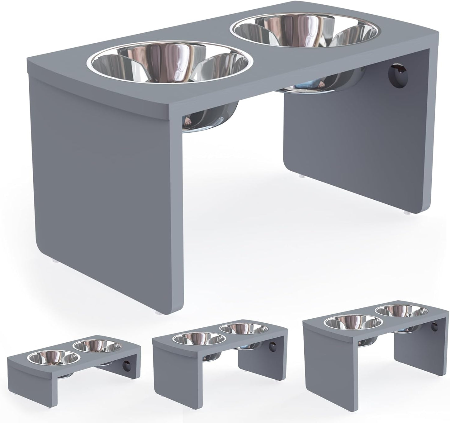 Elevated Dog Bowls, Bamboo Raised Dog Bowl for Medium Dogs, with 2 Stainless Steel Bowls (7'' Tall-40 oz Bowl)
