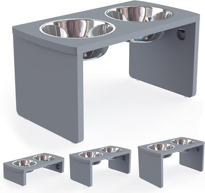 Elevated Dog Bowls, Bamboo Raised Dog Bowl for Medium Dogs, with 2 Stainless Steel Bowls (7'' Tall-40 oz Bowl)