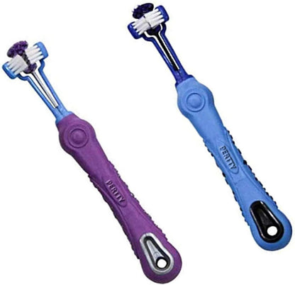 Orgrimmar 2 Pcs Three Sided Pet Toothbrush Dog Brush Addition Bad Breath Tartar Teeth Care Dog Cat Cleaning Mouth