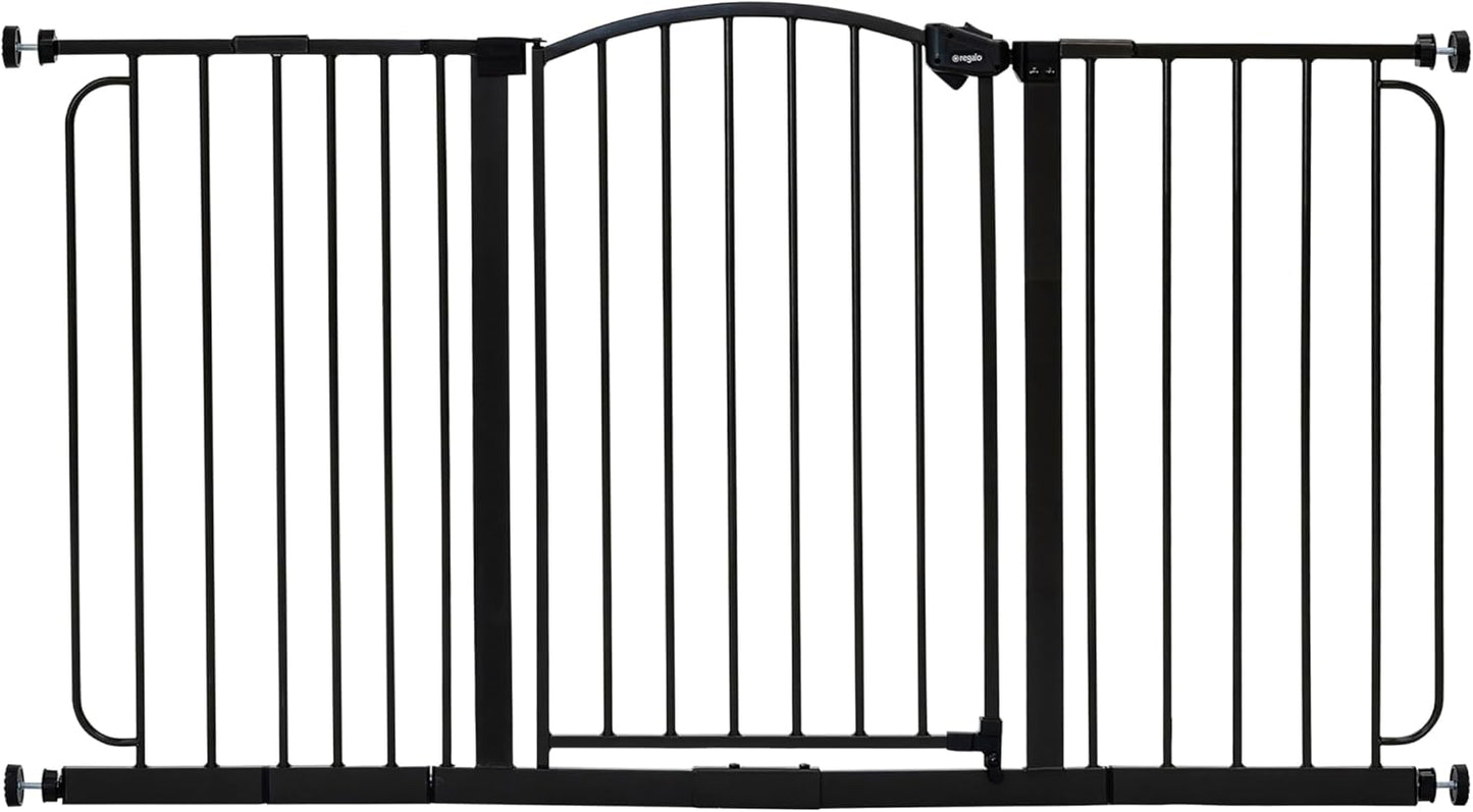 Regalo Safety 30.5-58" Extra Wide Arch Baby Gate with Door, Pressure Mount Walk Through Gate for Doorways & Bottom of Stairs, Babies, Toddlers & Pets, Tested & Safe, American Designed, American Owned