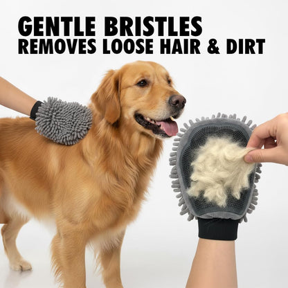 Muddy Mat® Dog Washing Gloves – Dual-Sided Pet Grooming Mitt with TPR Brush & Chenille Microfiber – Dog Wash Mitt for Bathing, Drying & Dirt Removal – Pet Bath Gloves for All Coat Types