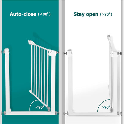 BABELIO Baby Metal Gate Extension with Wood Pattern, 5.5'' Extra Wide Pet Gate for Stairs & Doorways, Pressure Mounted Baby Gate Dog Gate, No Tools Required, 30'' Tall