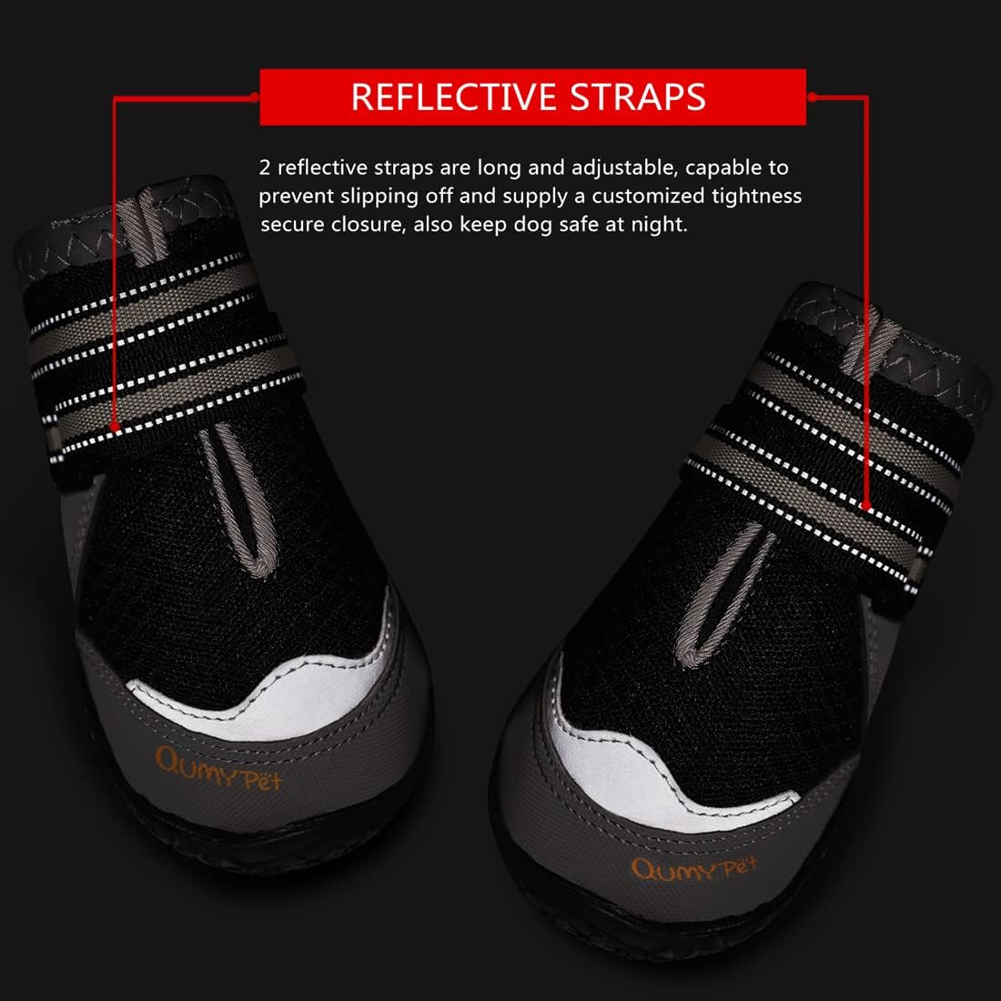 QUMY 4PCS Dog Boots for Large Dogs, Medium Dog Shoes & Paw Protectors for Hot Pavement, Summer Heat Protection, Mesh Breathable Nonslip Dog Booties for Hardfloors, Walking Running Hiking Black Size 6