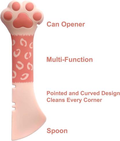 ScivoKaval Cat Food Can Lid Cover - Paw Shape Universal Pink Can Opener Set With One Lid and One Spoon