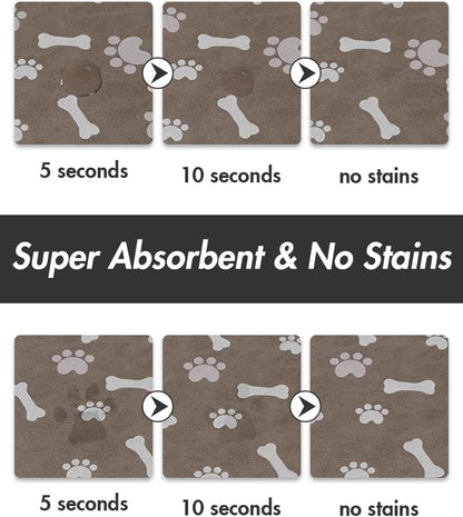 MontVoo Dog Food Mat-Pet Feeding Mat for Food and Water-No Stains Quick Dry Dispenser Cat Bowl Mat for Messy Drinkers(12"x19" Dark Grey)