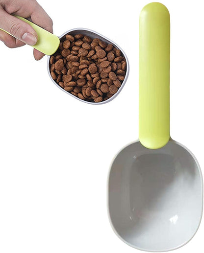 Cat Food Scoop - Multi-Function Feeding Scoop Spoon with Sealing Bag Clip,Pet Food Scoop with Comfortable Handle for Cat Dog, Long Handle with Clip for Dogs Cats Shakven