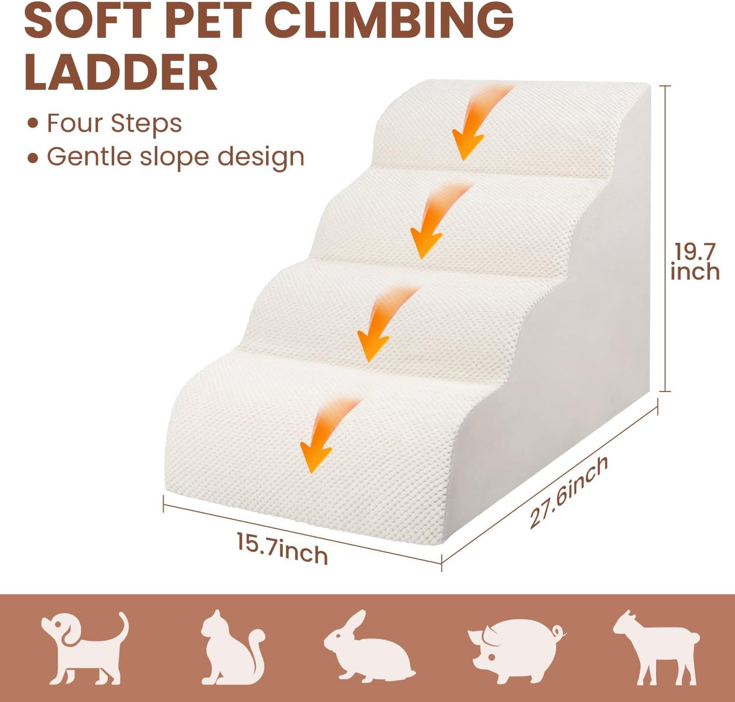 Dog Stairs for Small Dogs, 3 Tiers High Density Foam Dog Ramp, Extra Wide Non-Slip Pet Steps for High Beds Or Couch, Soft Foam Doggie Ladder for Dogs Injured, Older Pets, Small Cats