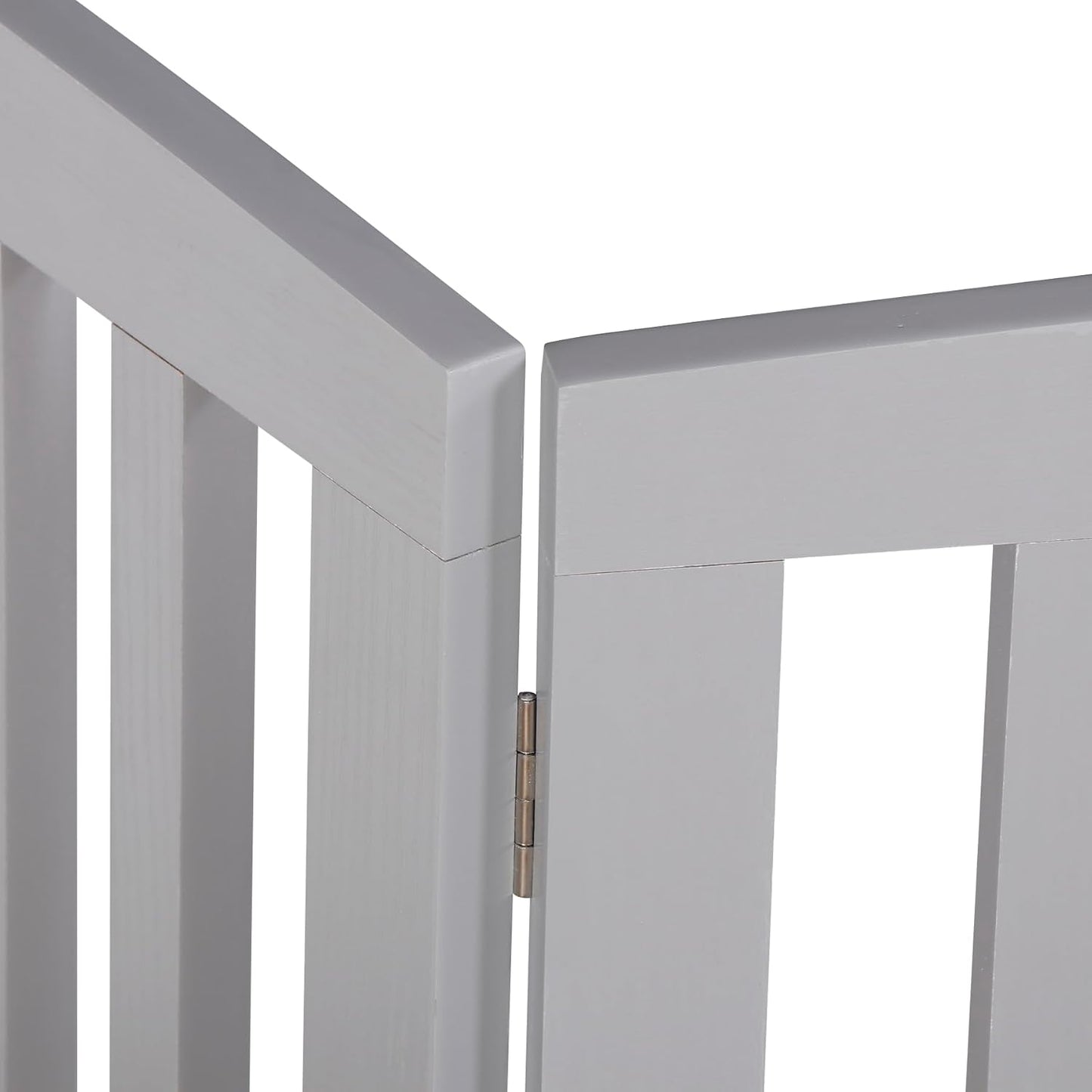 Freestanding Dog Door Indoor Folding Puppy Gate for Doorways Stairs 4-Panel Wood Pet Safe Barrier Fence for Hallways, Gray