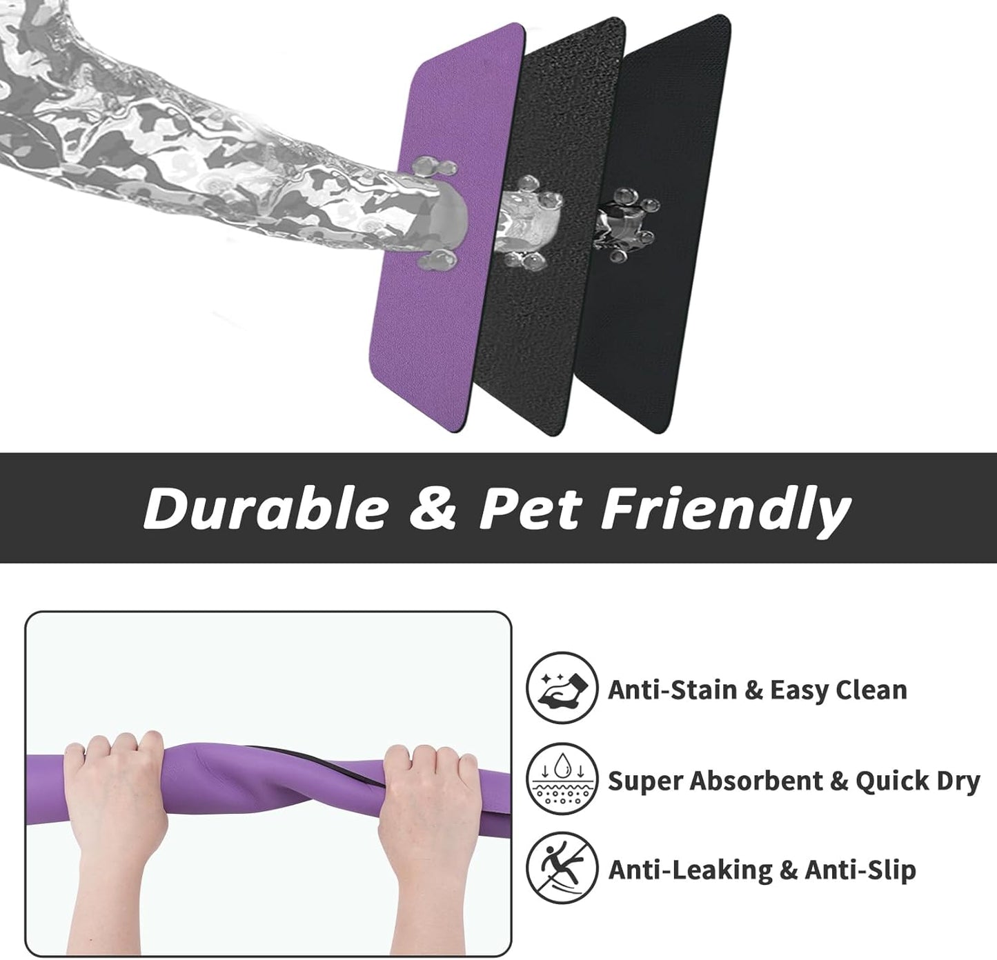 HotLive Dog Food Mat - Absorbent Cat Mat for Food and Water, No Stains Pet Feeding Bowl Mat, Easy to Clean Pet Placemats, Quick Dry Dog Water Dispenser Mat for Messy Drinkers | Paw Dark Grey 12"x 19"