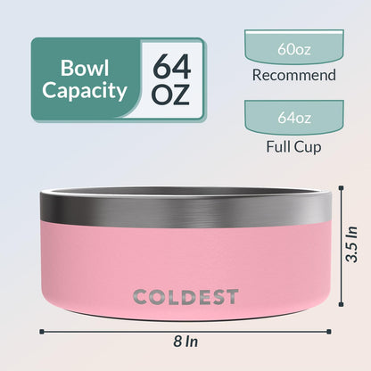 Coldest Dog Bowl - Anti Rust Metal, Non Slip, 3 Layers Insulated Stainless Steel Dog Bowls - Spill Proof & Heavy Duty - Water Bowl for Dogs, Cats & Pets, Dish Washer Safe (21 oz, Stealth Black)