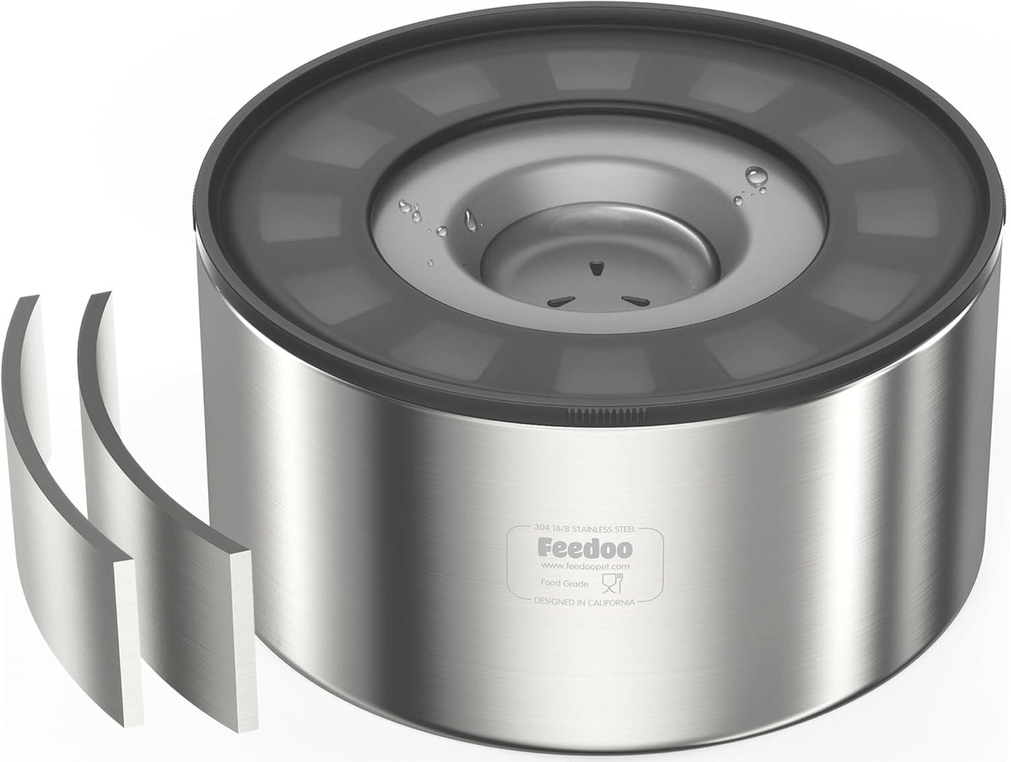 2L No Spill Water Bowl for Dogs, Double-Wall Stainless Steel with Splash-Proof Paws Lid and Floating Disk, Non-Slip Base, Easy to Clean Slow Water Feeder for Small Medium Dogs