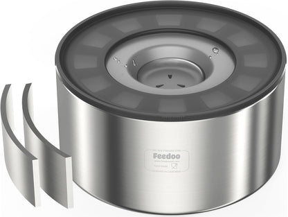 2L No Spill Water Bowl for Dogs, Double-Wall Stainless Steel with Splash-Proof Paws Lid and Floating Disk, Non-Slip Base, Easy to Clean Slow Water Feeder for Small Medium Dogs