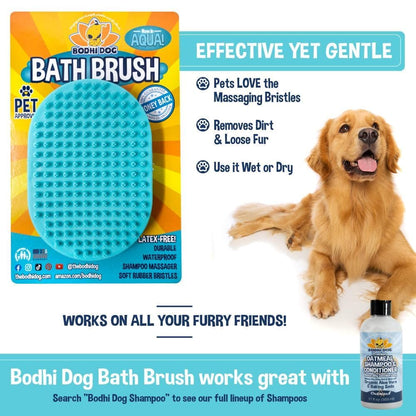 Bodhi Dog Shampoo Brush - Pet Grooming & Bath Supplies for Dogs and Cats - Bath Brush for Long & Short Hair - Premium Scrubber for Shower, Bathing & Massage (One Pack, Blue)