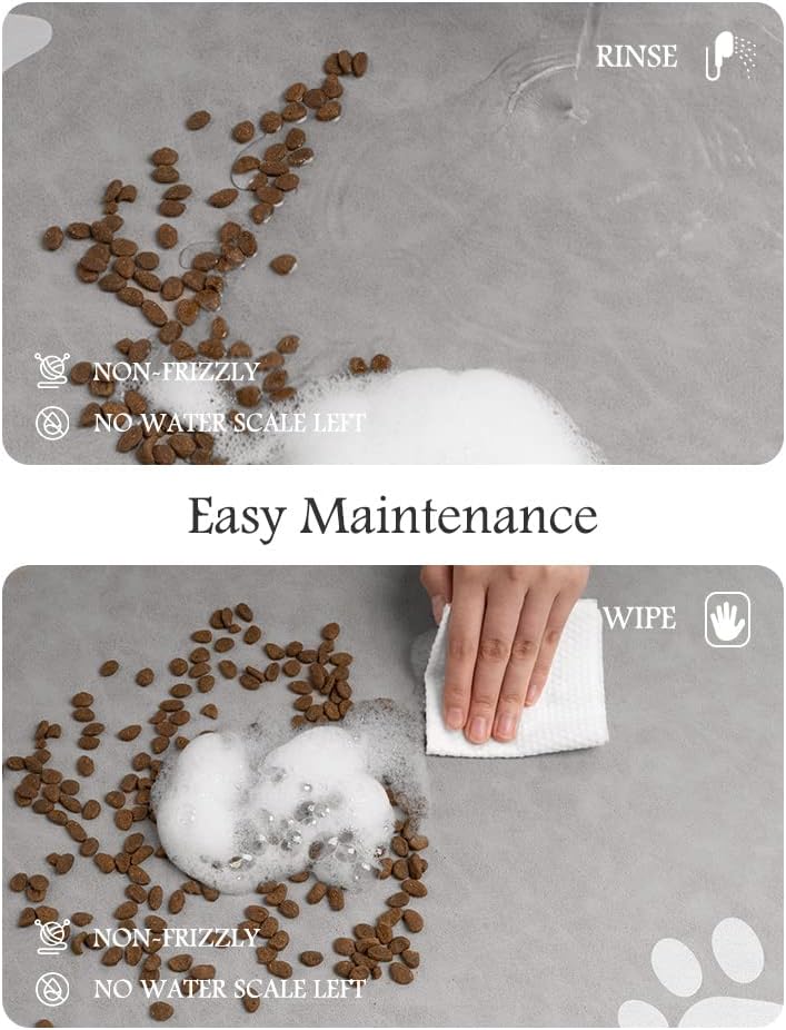 PADOOR Pet Feeding Mat-Absorbent Dog Mat for Food and Water Bowl-No Stains Easy Clean Dog Food Mat-Quick Dry Water Dispenser-Puppy Supplies Accessories