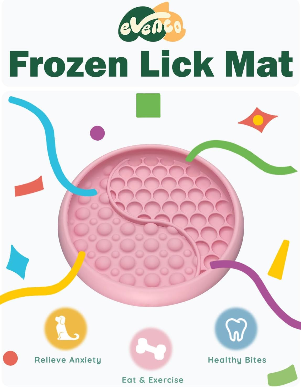 Lick Mat for Dogs, Silicone Slow Feeder Licking Mat with Non-Slip Suction Cups, Freeze-Friendly Lick Bowl for Enrichment Play, Anxiety Relief & Keeps Busy (8.0" x 1.4" Light Blue)