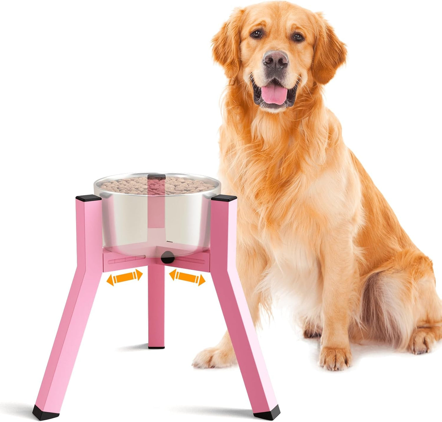 Dog Bowl Stand for Medium Large Dogs, Adjustable Width Elevated Dog Bowls 7-10.6", Raised Dog Food Water Bowls, 11 inch Tall Single Holder, Black,Bowl Not Included