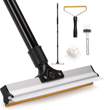 62" Carpet Rake for Pet Hair Removal – Adjustable Carpet Broom Bundle with Carpet Scraper & Hair Picker, Pet Hair Removal Tool for Dog & Cat Hair, Rug Rake Carpet Brush for Furniture & Carpets