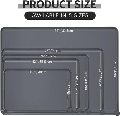 Reopet Waterproof Pet Feeding Mat, Non-Slip Silicone Placemats for Dog Cat Food and Water Bowl, High Raised Edges to Prevent Spills and Protect Floors