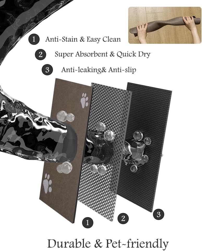 PADOOR Pet Feeding Mat-Absorbent Dog Mat for Food and Water Bowl-No Stains Easy Clean Dog Food Mat-Quick Dry Water Dispenser-Puppy Supplies Accessories