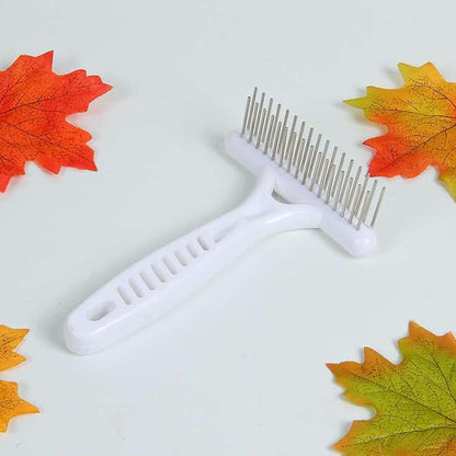 Emoshayoga Pet Double Row Rake, Gentle and Safe Dog Undercoat Rake Removing Dead Hair Non‑Slip Handle with Double‑Row Comb Teeth for Thick Long Hair