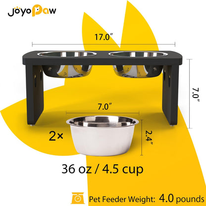 Elevated Dog Bowls, Bamboo Raised Dog Bowl for Medium Dogs, with 2 Stainless Steel Bowls (7'' Tall-40 oz Bowl)
