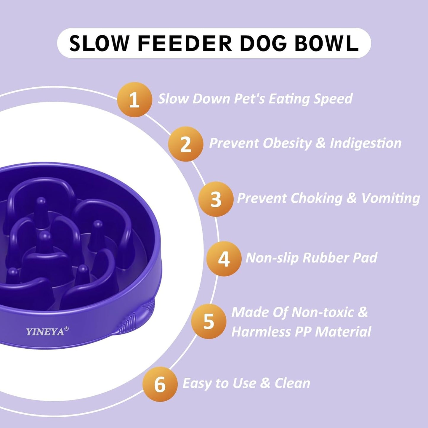 YINEYA Slow Feeder Dog Bowls, Pet Supplies that Slow Down Eating, Pet Food Bowls, Maze Dog Puzzle Feeder for Medium Breed