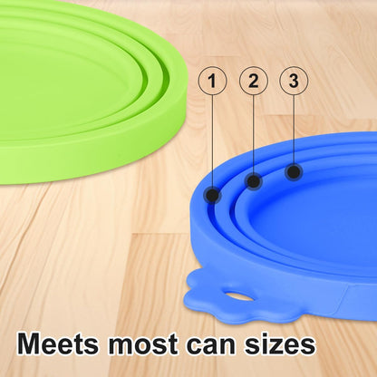 2-Pack Silicone Pet Food Can Lids – Universal Fit for Dog & Cat Food, One Lid Fits 2 Standard Can Sizes, Blue and Green