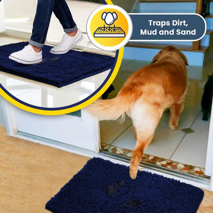 Muddy Mat® Pack of 3 Highly Absorbent Microfiber Dog Door Mat and Pet Rug, Non Slip Thick Washable Area Mat Soft Chenille for Kitchen Bathroom Bedroom and Outdoor - Beige Small, Medium & Large