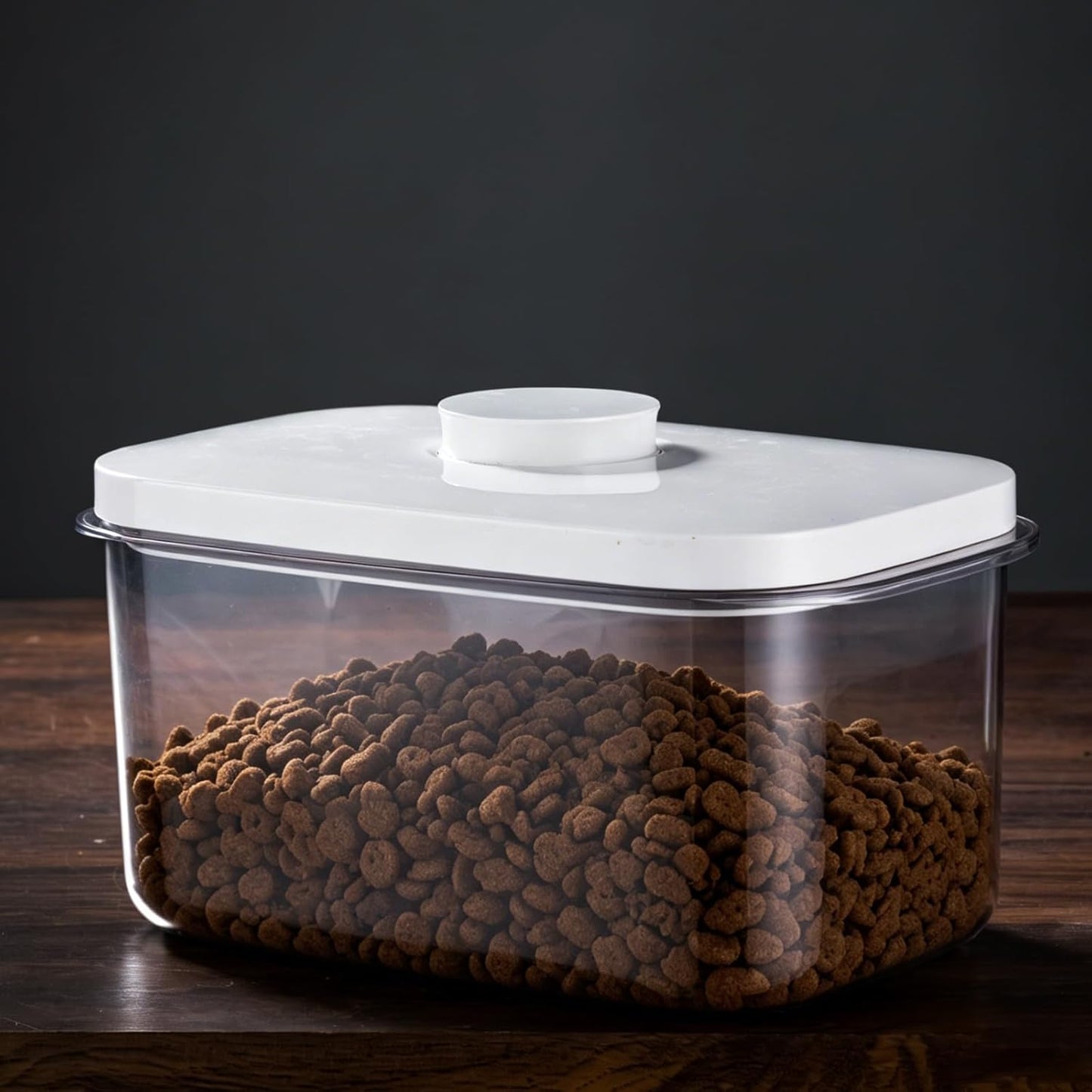 LivLab Mker Pet Food Storage Container 5 lbs Airtight Dog/Cat Food Container with Measuring Cup, BPA Free, Rice & Flour Storage Container for Dog Treats and Cat Food (3 lbs), White