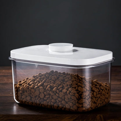 LivLab Mker Pet Food Storage Container 5 lbs Airtight Dog/Cat Food Container with Measuring Cup, BPA Free, Rice & Flour Storage Container for Dog Treats and Cat Food (3 lbs), White