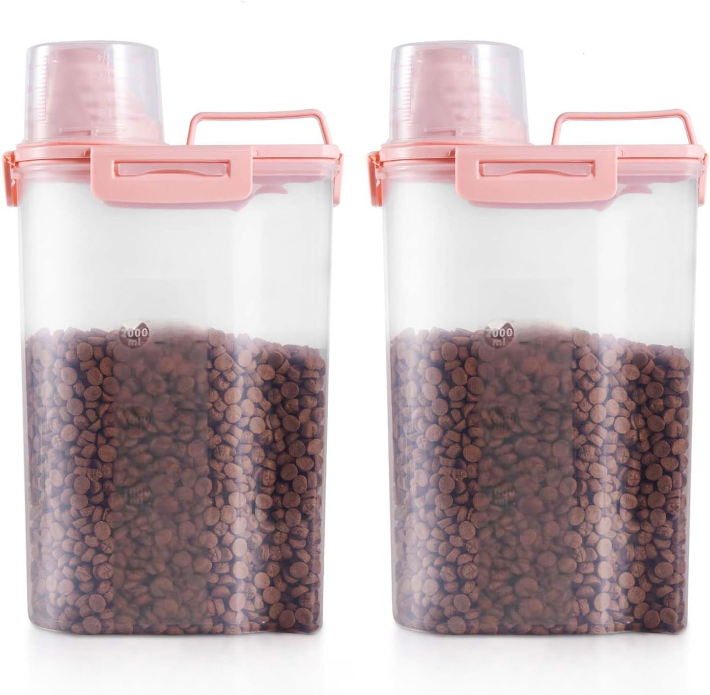 SenseYo 2.5lb Pet Food Storage Container with Measuring Cup, 3L Cat Food Storage Container Dog Food Storage BPA Free for Small Dog, Cat, Bird (Pink)