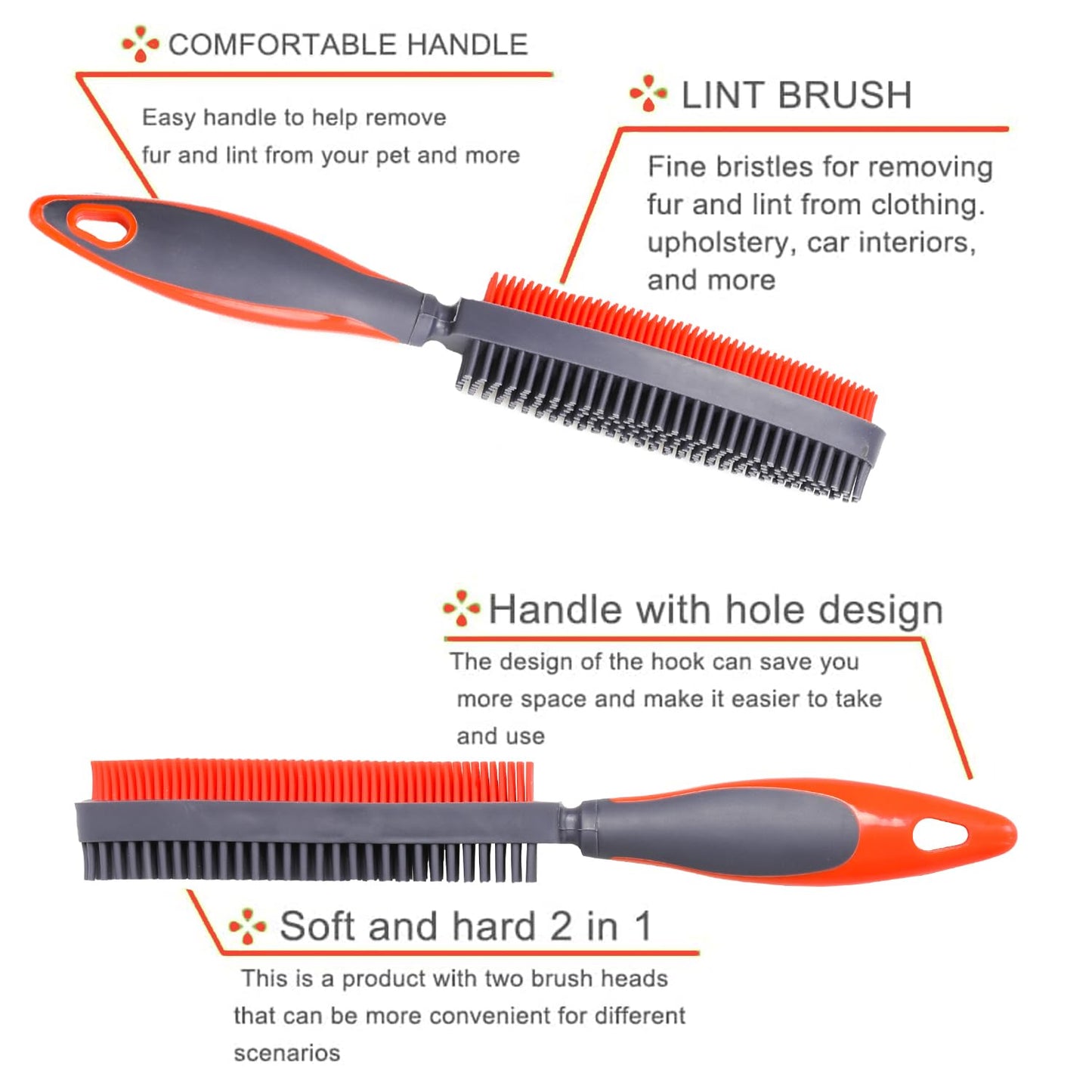 Rubber Pet Hair Removal Brush for Couch Clothes Dog Cat Pet Hair Carpet, Also Used as Dog Cat Bath Brush with Massage Effect