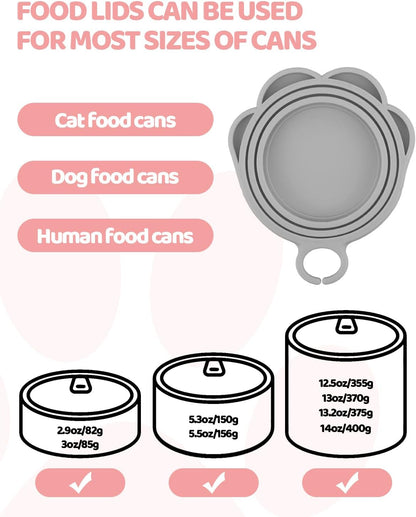 5 PCS Cat Food Can Covers Lids Set, Silicone Pet Food Can Lids with Multi-Function Cat Food Spoon and Opener, Cat Bar Squeezer, Stainless Steel Wet Food Spoon for Cats and Dogs (Pink) (Pink)